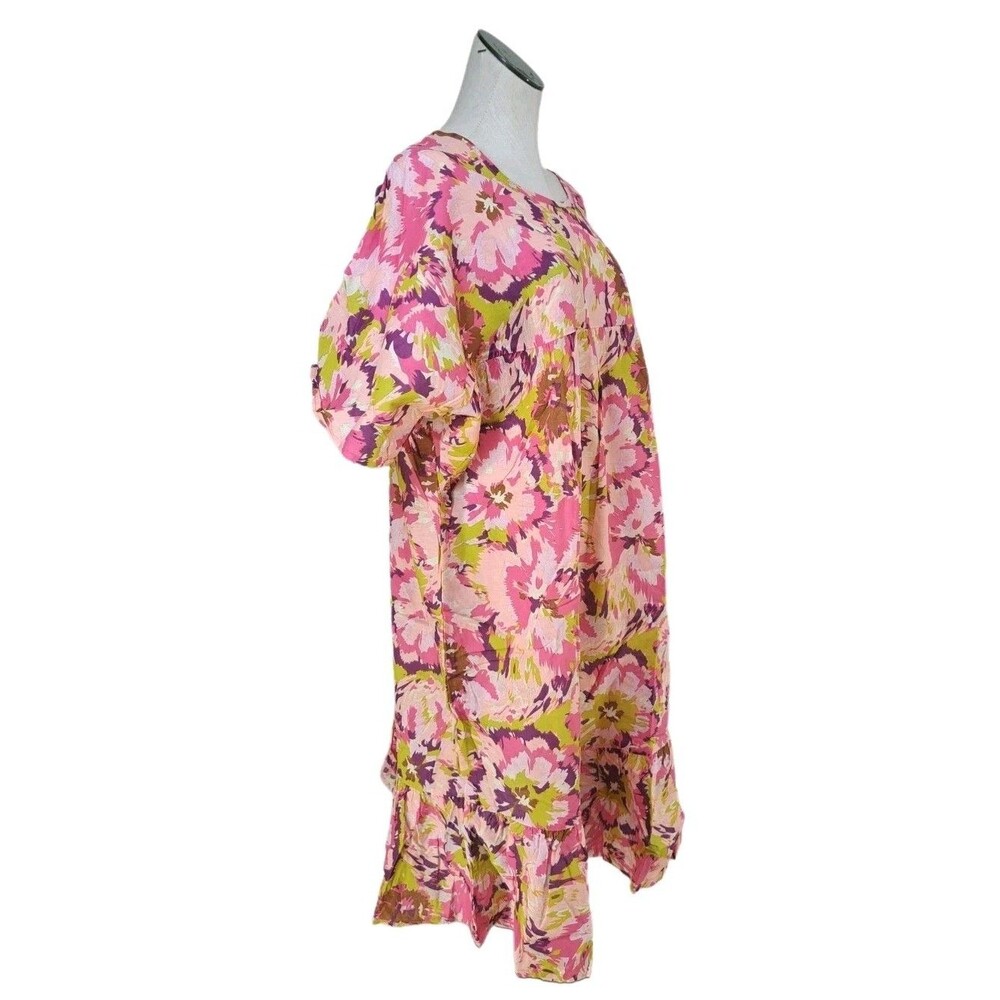 Cozee Corner VTG Spring Floral Mumu Pale Pink Patio Dress Midi Women's Size 2X - Picture 2 of 7